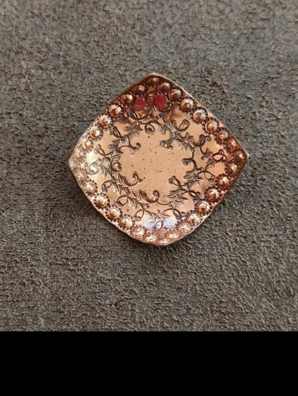 Rare Unique 1950s/60s Signed Gret Barkin Hand Wrought Wrought Copper Brooch